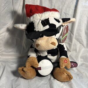 Gemmy Animated Cool Cow Plush Christmas Decor Sound/ Motion 11" Works